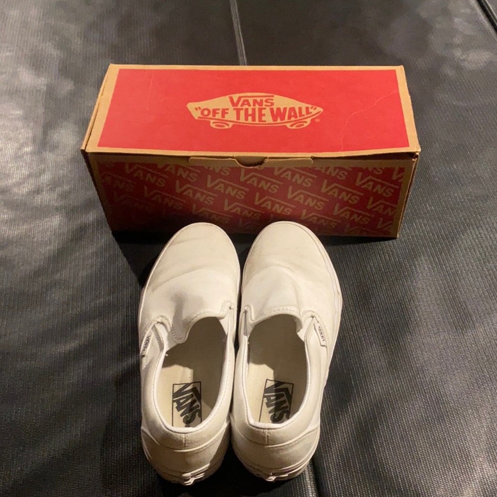 White slip on vans